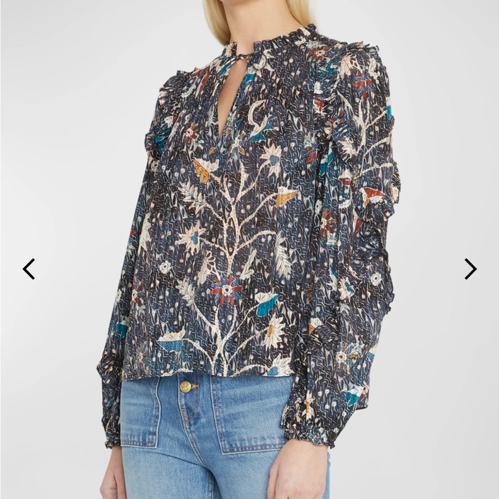 Ulla Johnson Manet Split-Neck Blouse